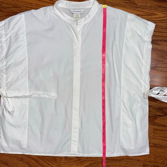 Club Monaco White Cinch Sleeve Organic Cotton Button Up Shirt Size Small - Picture 11 of 14